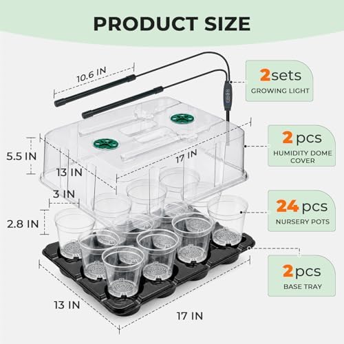 4 Inch Seed Starter Trays 2 Pack, 12-Cell