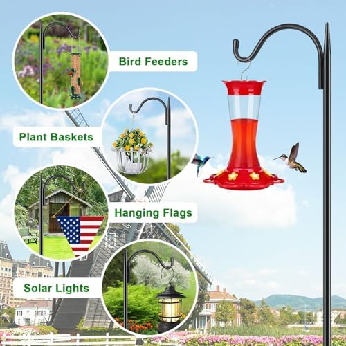 63'' Bird Feeder Pole, 5-Prong Base Shepherds Hook for Outdoor