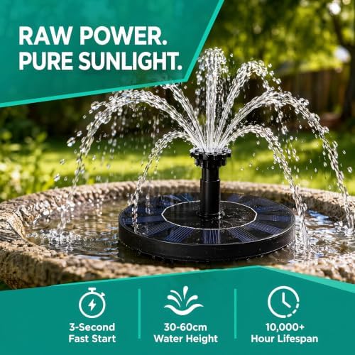 Solar Bird Bath Fountain, Solar Bird Bath Fountain with Pump, Outdoor Solar Fountain, Hanging Solar Fountain, Suitable for Gardens, Ponds, Patios