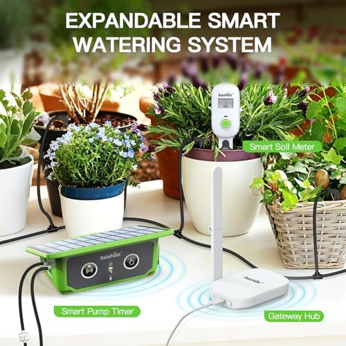 RainPoint WiFi Solar Drip Irrigation System Indoor & Outdoor,WiFi HUB Need