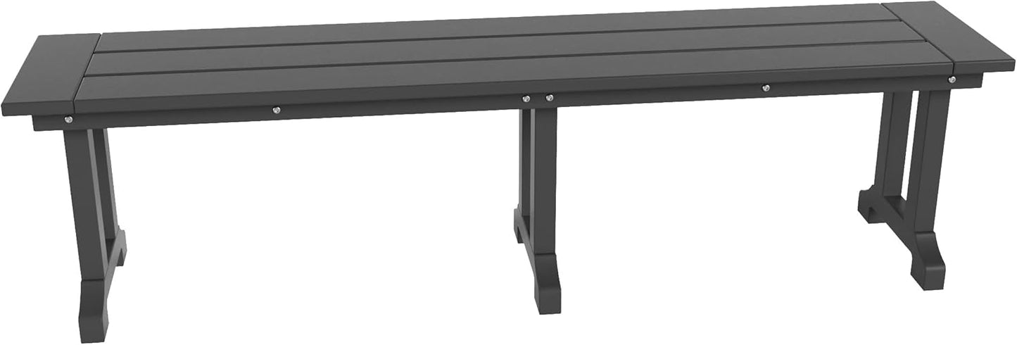 WestinTrends Malibu 65" Outdoor Dining Bench, All Weather Resistant Poly Lumber Patio Garden Bench Trestle Long Bench for Both Outdoor and Indoor, Gray