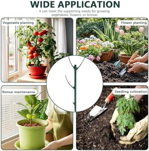 5-Pack Monstera Plant Support Stakes, 11 Inch Stackable Plant Stakes for Indoor Plants with Twist Clips and Plant Ties, Great for Climbing Potted Plants, Indoor & Outdoor Garden Stake Set