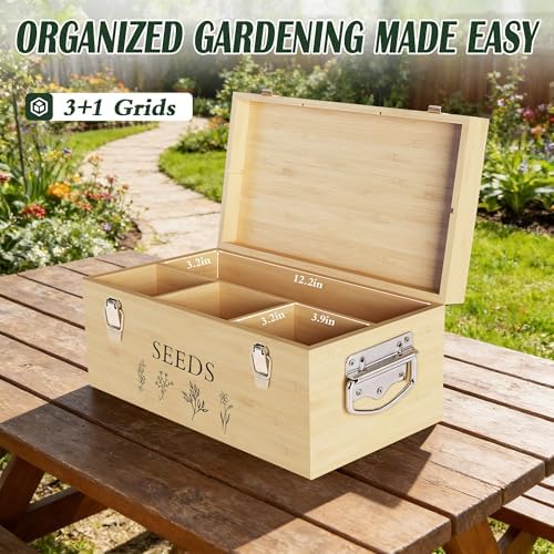 Large Seed Storage Organizer, Great Gifts Gardening Kit (Wood)