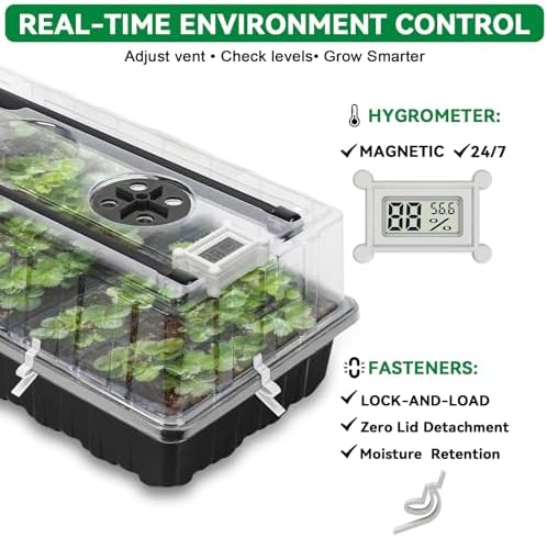 Seed Starter Tray with Grow Light,2 Pack 72 Cells Seed Starter Kit with Humidity Dome, Seed Starting Trays for Indoor Plant,Seedling Starter Trays for Germination