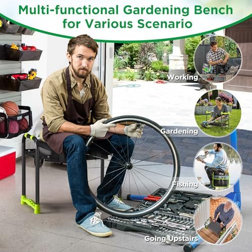 10.8” Wide Garden Kneeler and Seat, Heavy Duty Foldable Garden Stool