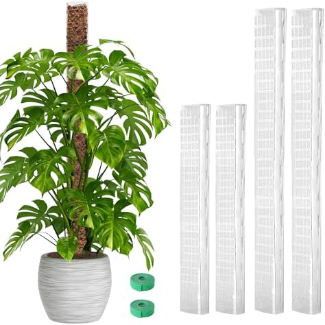 EOX Plastic Moss Pole for Monstera and Climbing Plants, 24/36-Inch, 4-Pack