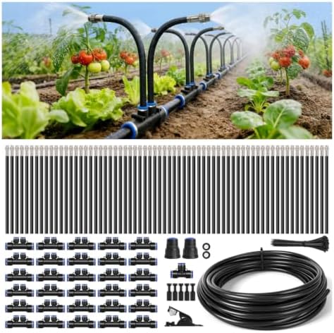 100FT High-Flow Irrigation System for Garden, 12mm Main Tubing, 60 Nozzles