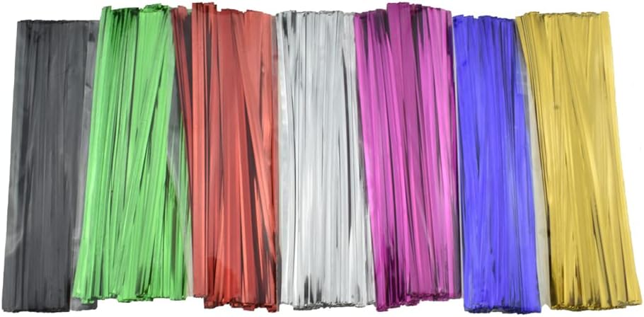 HAHIYO 700Pcs 4 inches 7 Colors Metal Twist Ties Bread Candy Coffee Bag Ties Plant Garden Twist Ties for Cellophane Treat Bags Gift Wraping Bags Plastic Bags Halloween Party Cake Present Art Crafts