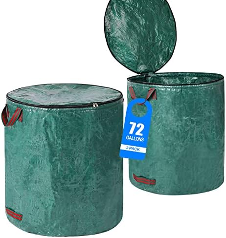 2 Pack 72 Gallons Reusable Yard Waste Bags with Lid Lawn Leaf Bags