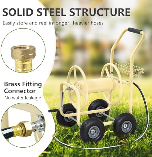 PayLessHere | Garden Hose Reel Cart | Holds Upto 300ft of 5/8" Hose | Tan