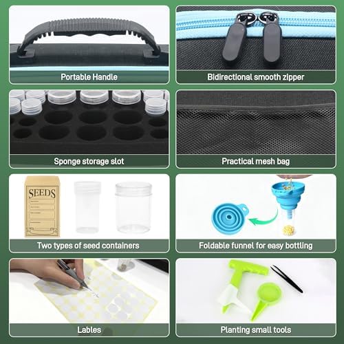 Seed Storage Organizer, 114 Slots Seed Storage Box with 20 Envelopes