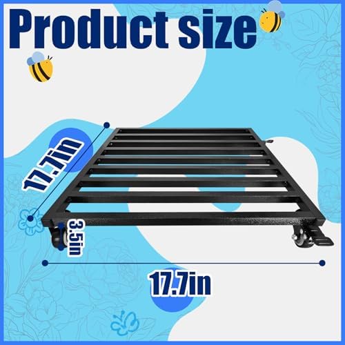 2PCS 18 Inch Plant Caddy with Wheels Lockable Heavy Duty Trolley Large Metal Square Plant Dolly Plant Roller Base Potted Stand Suitable for Indoor Outdoor Plant Pots Black