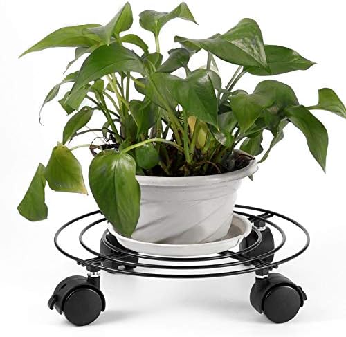 ZOENHOU 3 Pack 11.8 Inch Metal Plant Caddy with Wheels, Plant Flower Pot Movers Rollers for Indoor Outdoor
