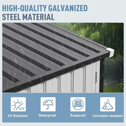 WKM 10x14 FT Outdoor Storage Metal Shed with Window, Black
