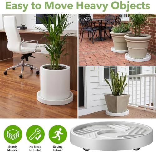 4PCS Round Plant Caddy with Hidden Wheels, Heavy Duty Rolling Plant Stand