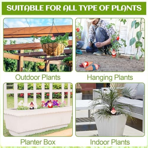 Teenyyou 7 Pcs Terracotta Watering Spikes, Gnome Plant Self-Watering Globes