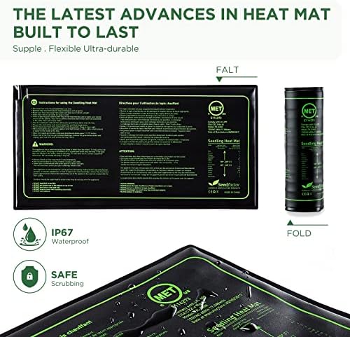 7-Pack Seed Starter Tray with Heat Mat (12 Cells per Tray), Plant Germination Trays with Adjustable Humidity Dome Seed Trays Seedling Starter with Base Trays for Germination