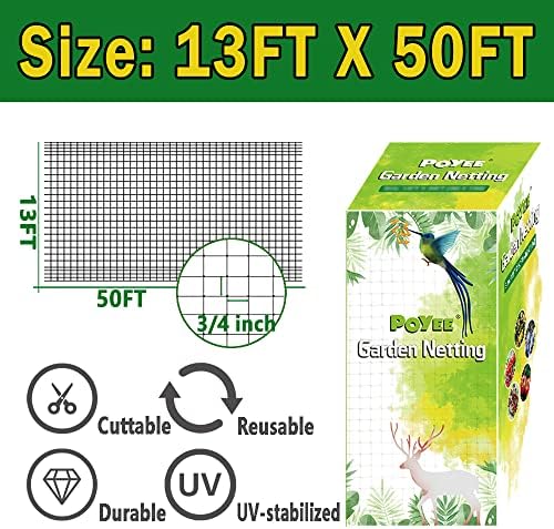 POYEE Bird Netting, 13x50FT Heavy Duty Garden Netting