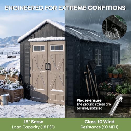 8x10 Ft Outdoor Storage Shed with Floor for Backyard, Patio, Lawn, Black