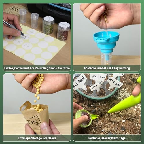 Seed Storage Organizer, 114 Slots Seed Storage Box with 20 Envelopes