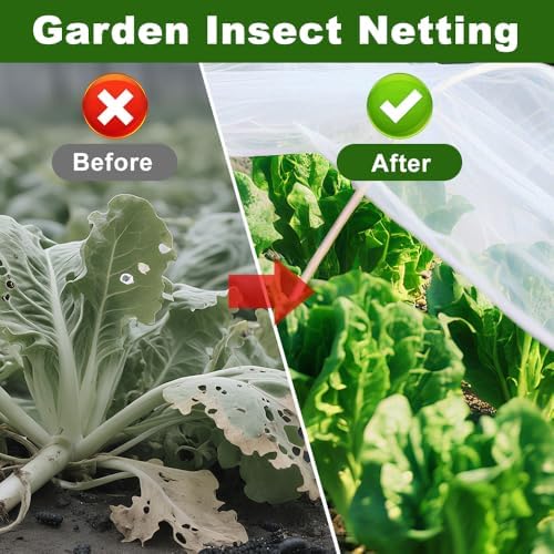 Agfabric Garden Netting 10'x20' Insect Pest Barrier Bird Netting for Garden Protection,Row Cover Mesh Netting for Vegetables Fruit Trees and Plants,White