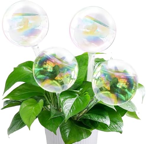 Pynqdfu 4 Pcs Large Plant Watering Globes,Self Watering Planter Insert Plant Accessories,Rainbow Gradient Glass Watering Devices for Vacation,Travel,Indoor,Outdoor,Home,Garden,10.6" L×3.15" D