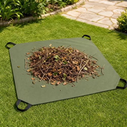Baoblaze Debris Collection Tarp with Corner Handles Waterproof Leaf Collection Tarp Tear-Resistant Foldable Garden Leaf Mat for Outdoor Item Covering