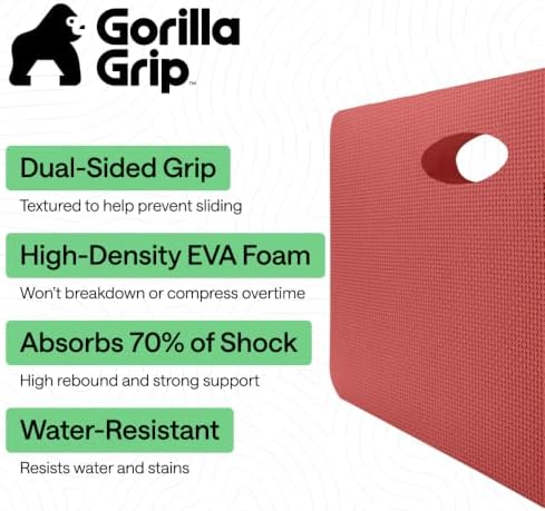 GORILLA GRIP® Extra Thick Foam Kneeling Pad for Gardening, 17.5x11 Red