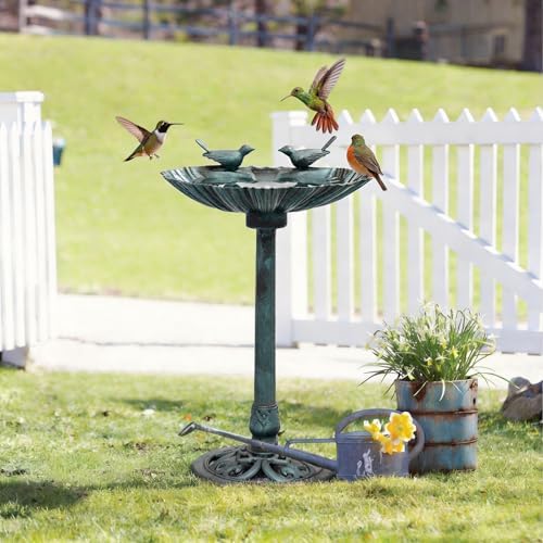 Magshion 31.5" Bird Bath with Solar Fountain for Outside, Green