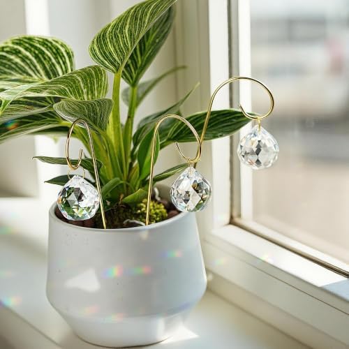 9pcs 30mm Crystal Ball Prism Suncatchers with 7.5'' Gold Trellis
