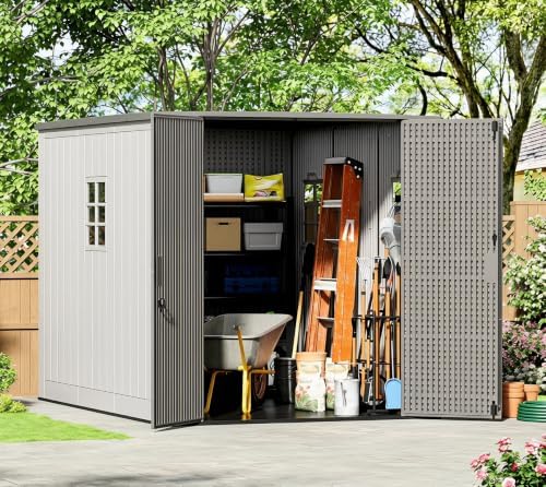KINYING 6x9 FT Outdoor Storage Shed,Resin Outdoor Sheds with Floor