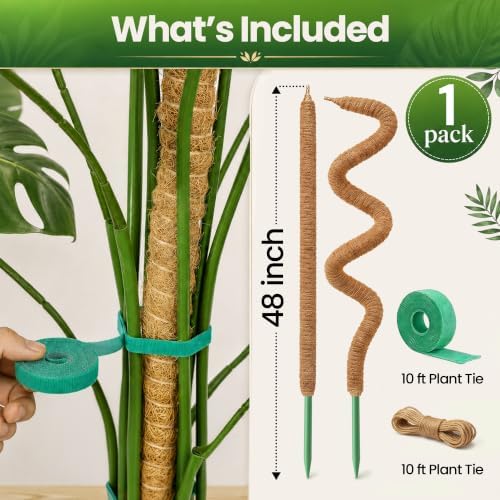 48'' Moss Pole Monstera Plant Support for Climbing Indoor Plants