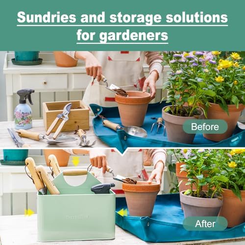 Garden Tool Organizer, Metal Garden Caddy with 4 Compartments