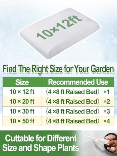 10 x 12 ft Plant Covers Freeze Protection, Easy-Cut Frost Cloth