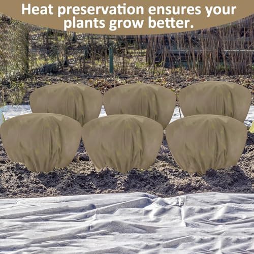 Winter Plant Covers Frost Protection Bags, Brown, 12 Pcs