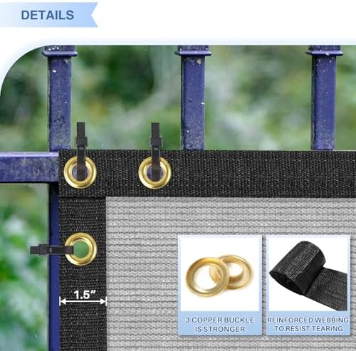 E&K Sunrise 6' x 35' Privacy Fence Screen with Grommets, Outdoor Windscreen Fence Covering Privacy Screen UV Blockage for Backyard Garden Patio, Zip Ties Included (Gray)