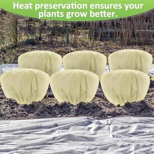 Winter Plant Covers Frost Protection Bags, Beige, 6 Pcs