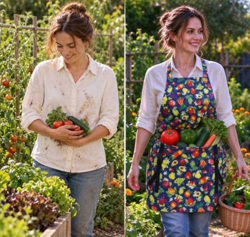 Harvest Apron with Pockets for Women and Men Garden Produce Gathering Pouch