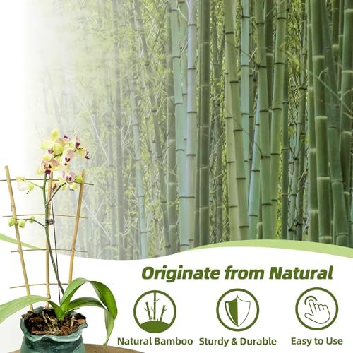Bamboo Trellis for Climbing Plants 20 Pack, 16 Inch Garden Ladder Trellis for Potted Plants Indoor, Small Plant Support Trellis for Houseplants Vine