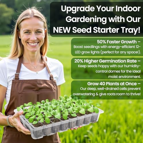 Seed Starter Trays with Grow Lights, 80 Cells, 2 Pack