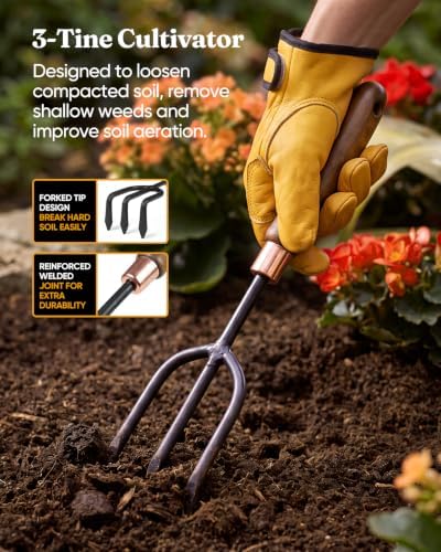 6-Piece Gardening Tool Set, Heavy-Duty Carbon Steel Head
