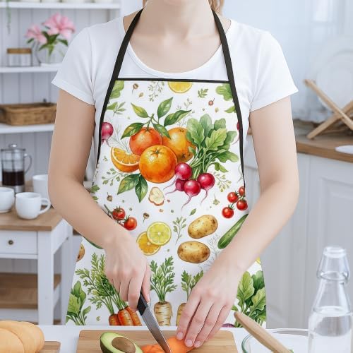 Garden Harvest Vegetable Print Vegetables Watercolor Kitchen Apron