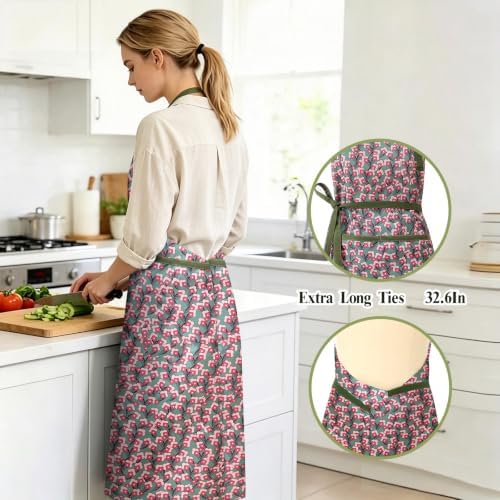 Women's Vintage Floral Kitchen Apron for Cooking & Gardening