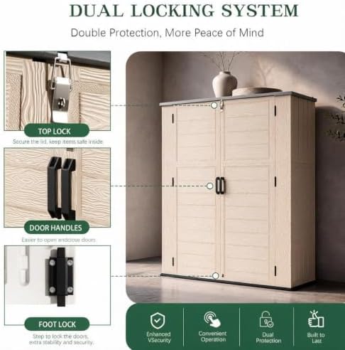 Outdoor Storage Shed Resin Waterproof Storage Cabinet for Patio Garden