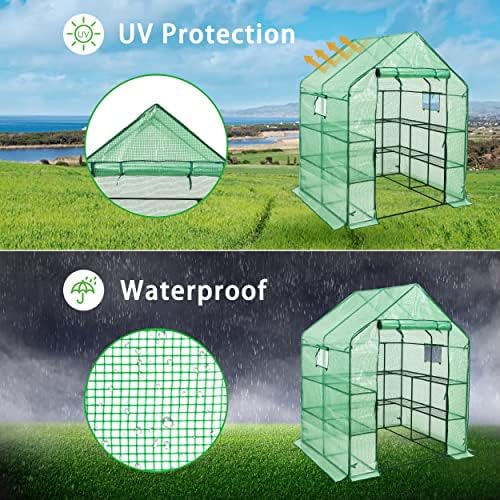 SUNGIFT Walk-in Greenhouse, 57 x 61 x 80 in, 3 Tiers 10 Shelves