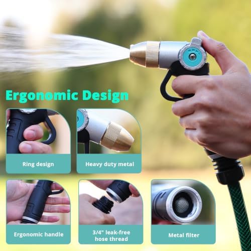 Garden Hose Nozzle Sprayer, Heavy Duty Metal Water Garden Nozzle
