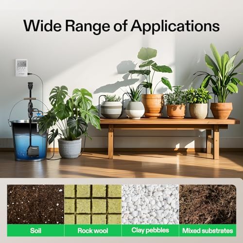 VIVOSUN Professional Automatic Drip Irrigation Kits, 15W Output, All in One Professional Grow Kit- Includes Pump, Timer and Regulator, 8 Drip Emitters Garden Plant Watering System Indoor Outdoor