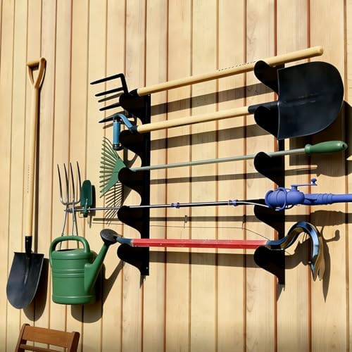 Shed Tool Organizer Wall Mount, Garage Organization, Garden Tool Organizer for Shovels and Rakes, Shed Organizer Solid Steel Holds 200LB