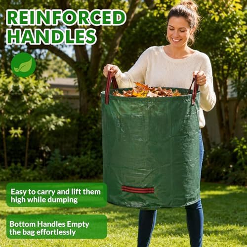 Reusable Yard Waste Bags, 72 Gallon Lawn and Leaf Bags 3-Pack, Collapsible Heavy-Duty Garden Bags, Stand-Up Yard Waste Container for Leaves, Grass Clippings and Lawn Debris