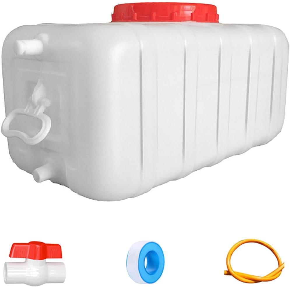 Plastic Water Tank 25L/35L/50L/80L/110L/200L Water Container，Rain Water Tank，Food-Grade Rectangular Thickened Water Tower with Faucet for Household Water Storage(Size:50L)